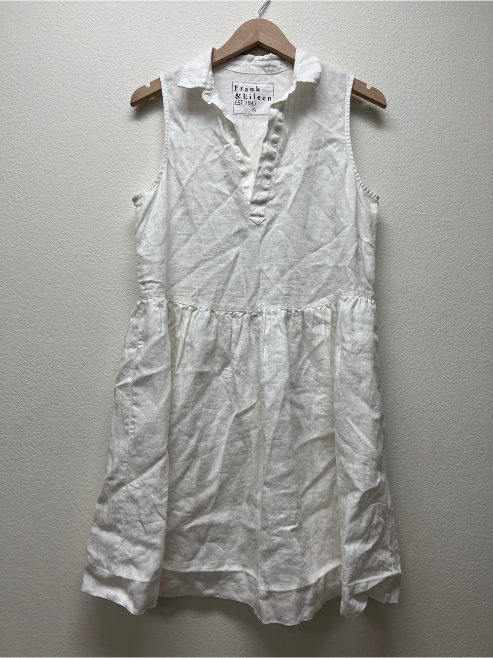 Frank & Eileen White Sleeveless Linen Mini Dress Sz Small S